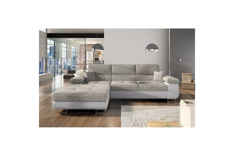 Seksjon Eltap Armando 289x85x203 cm - Berlin 01, Soft 17, Grå, Hvit, Venstre - Møbler - Sofaer - Sofaer med sjeselong - 3 seters sofa med divan