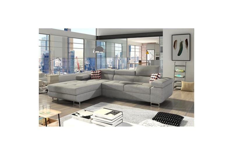 Seksjon Eltap Armando 289x85x203 cm - Gusto 88, Sikksakk 60, Grå, Mønster, Venstre - Møbler - Sofaer - Sofaer med sjeselong - 3 seters sofa med divan