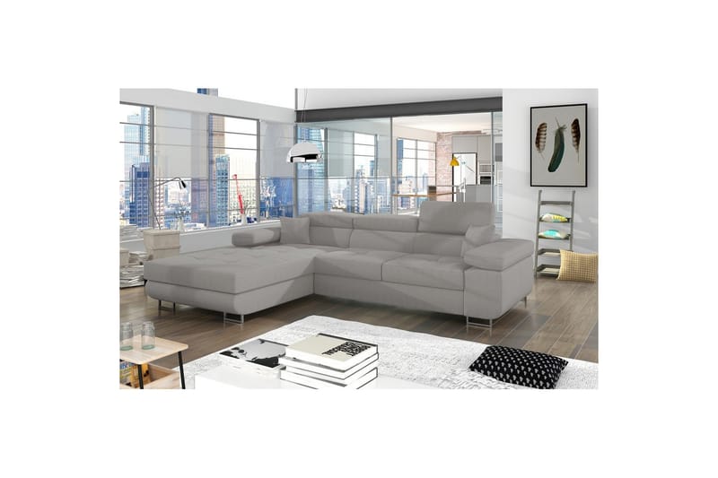 Seksjon Eltap Armando 289x85x203 cm - Jarell 03, Lys Grå, Venstre - Møbler - Sofaer - Sofaer med sjeselong - 3 seters sofa med divan