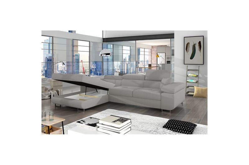 Seksjon Eltap Armando 289x85x203 cm - Jarell 03, Lys Grå, Venstre - Møbler - Sofaer - Sofaer med sjeselong - 3 seters sofa med divan
