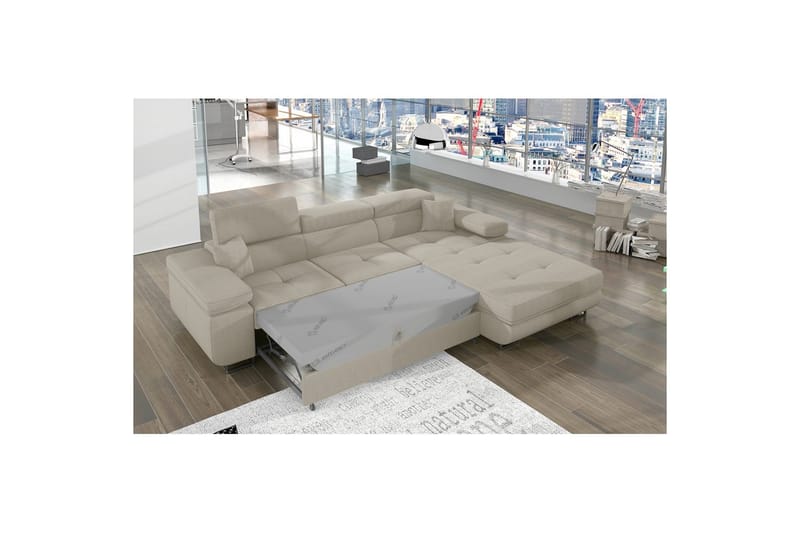 Seksjon Eltap Armando 289x85x203 cm - Jarell 18, Lys Beige, Høyre - Møbler - Sofaer - Sofaer med sjeselong - 3 seters sofa med divan