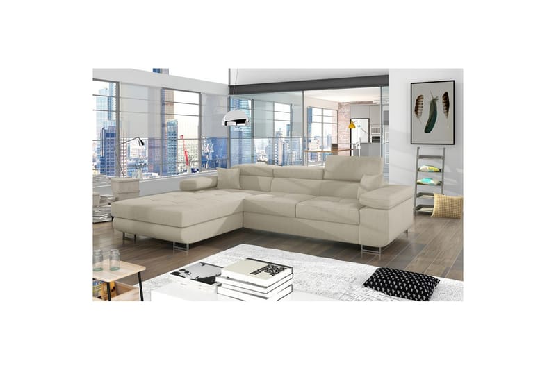 Seksjon Eltap Armando 289x85x203 cm - Jarell 18, Lys Beige, Venstre - Møbler - Sofaer - Sofaer med sjeselong - 3 seters sofa med divan