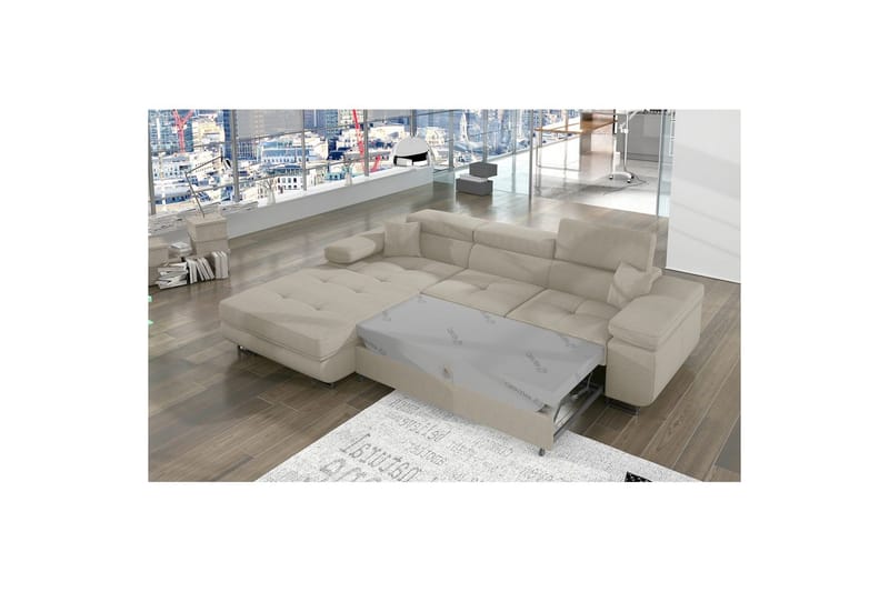 Seksjon Eltap Armando 289x85x203 cm - Jarell 18, Lys Beige, Venstre - Møbler - Sofaer - Sofaer med sjeselong - 3 seters sofa med divan