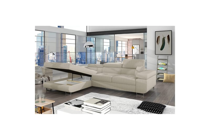 Seksjon Eltap Armando 289x85x203 cm - Jarell 18, Lys Beige, Venstre - Møbler - Sofaer - Sofaer med sjeselong - 3 seters sofa med divan