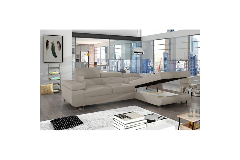 Seksjon Eltap Armando 289x85x203 cm - Jarell 20, Beige, Høyre - Møbler - Sofaer - Sofaer med sjeselong - 3 seters sofa med divan