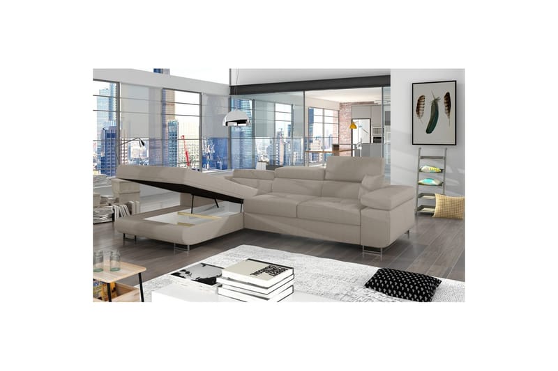 Seksjon Eltap Armando 289x85x203 cm - Jarell 20, Beige, Venstre - Møbler - Sofaer - Sofaer med sjeselong - 3 seters sofa med divan