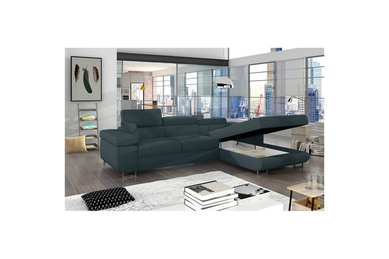 Seksjon Eltap Armando 289x85x203 cm - Jarell 38, Blå, Høyre - Møbler - Sofaer - Sofaer med sjeselong - 3 seters sofa med divan