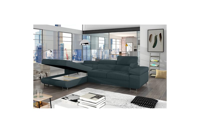 Seksjon Eltap Armando 289x85x203 cm - Jarell 38, Blå, Venstre - Møbler - Sofaer - Sofaer med sjeselong - 3 seters sofa med divan