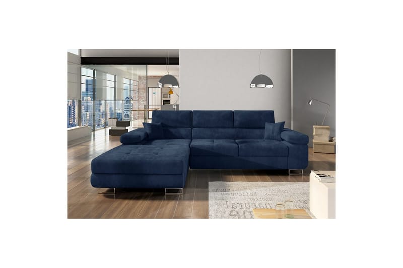 Seksjon Eltap Armando 289x85x203 cm - Kronos 09, Mørkeblå, Venstre - Møbler - Sofaer - Sofaer med sjeselong - 3 seters sofa med divan