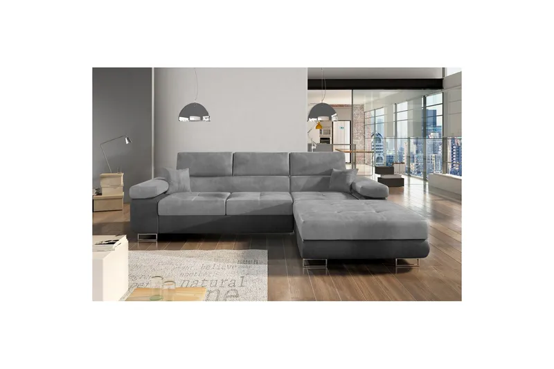 Seksjon Eltap Armando 289x85x203 cm - Monolith 84, Monolith 97, Lys grå, Mørk grå, Høyre - Møbler - Sofaer - Sofaer med sjeselong - 3 seters sofa med divan