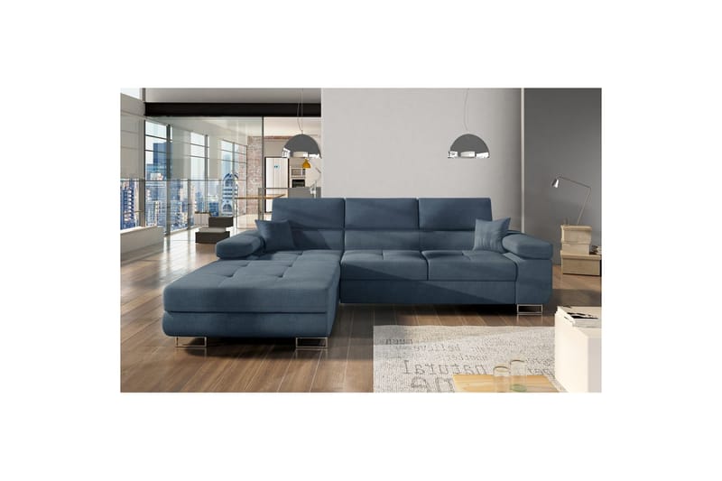Seksjon Eltap Armando 289x85x203 cm - Omega 86, Blå, Venstre - Møbler - Sofaer - Sofaer med sjeselong - 3 seters sofa med divan