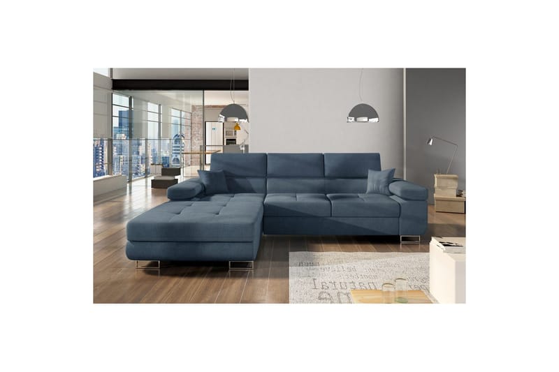 Seksjon Eltap Armando 289x85x203 cm - Omega 86, Blå, Venstre - Møbler - Sofaer - Sofaer med sjeselong - 3 seters sofa med divan