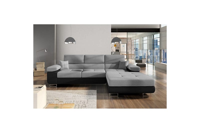 Seksjon Eltap Armando 289x85x203 cm - Sawana 05, Sawana 14, Grå, Svart, Høyre - Møbler - Sofaer - Sofaer med sjeselong - 3 seters sofa med divan