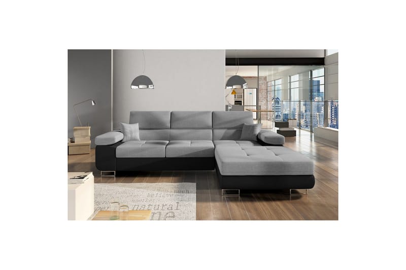 Seksjon Eltap Armando 289x85x203 cm - Sawana 05, Sawana 14, Grå, Svart, Høyre - Møbler - Sofaer - Sofaer med sjeselong - 3 seters sofa med divan