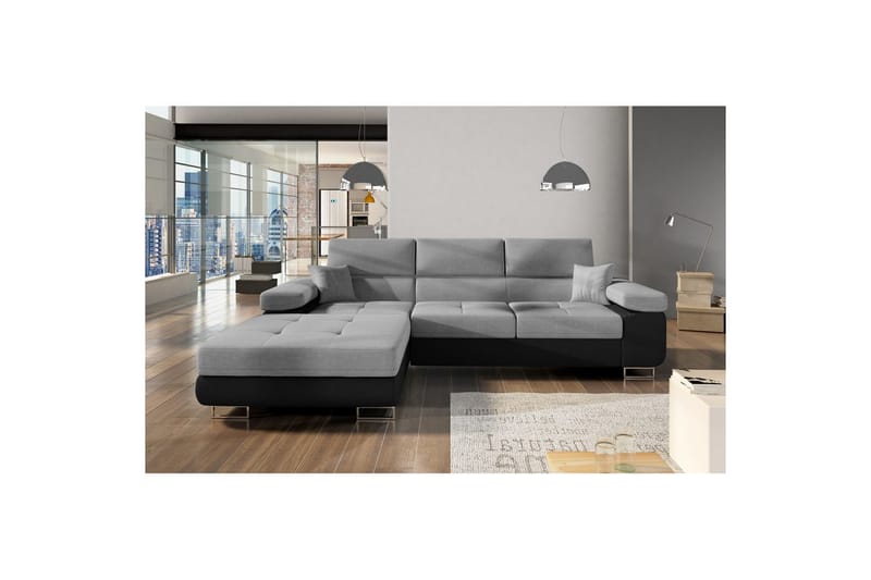 Seksjon Eltap Armando 289x85x203 cm - Sawana 05, Sawana 14, Grå, Svart, Venstre - Møbler - Sofaer - Sofaer med sjeselong - 3 seters sofa med divan