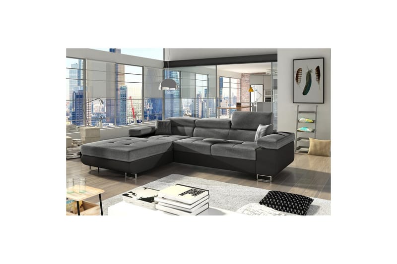 Seksjon Eltap Armando 289x85x203 cm - Sawana 21, Soft 11, Grå, Svart, Venstre - Møbler - Sofaer - Sofaer med sjeselong - 3 seters sofa med divan