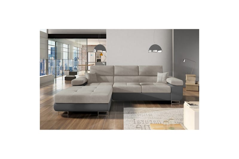 Seksjon Eltap Armando 289x85x203 cm - Soro 83, Soft 29, Hvit, Grå, Venstre - Møbler - Sofaer - Sofaer med sjeselong - 3 seters sofa med divan