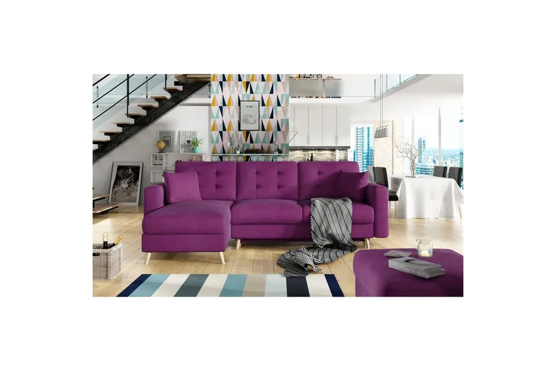 Seksjon Eltap Asgard L 248x93x162 cm, Mat Velvet 68, Rød