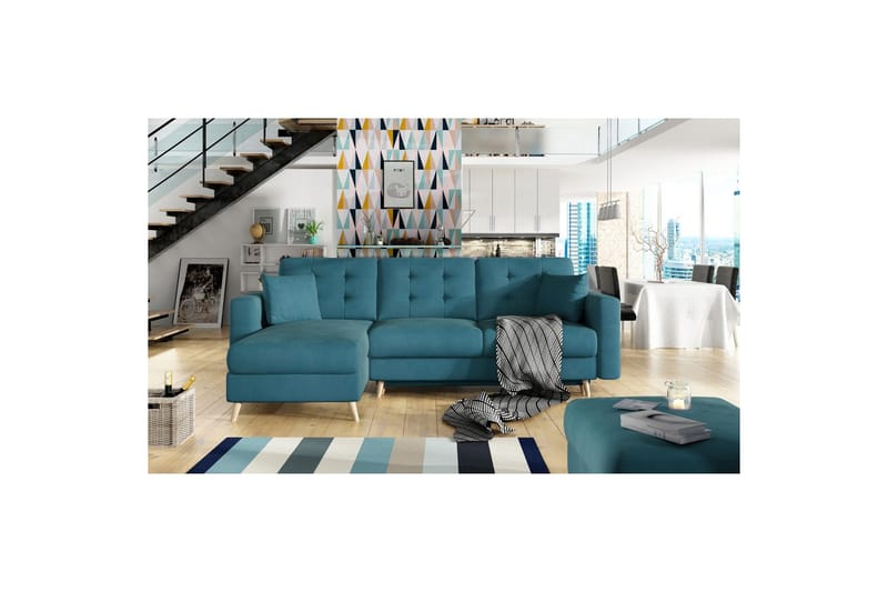 Seksjon Eltap Asgard L 248x93x162 cm - Mat Velvet 75, Grønn - Møbler - Sofaer - Sofaer med sjeselong - 3 seters sofa med divan