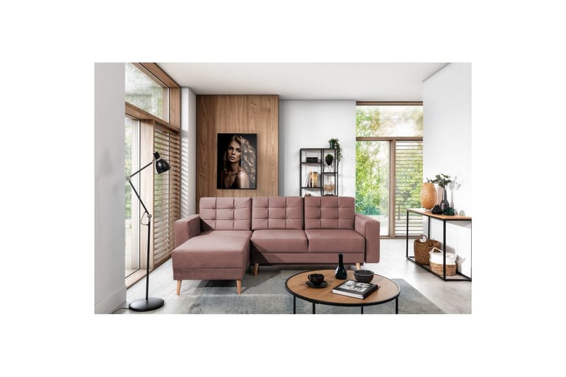 Seksjon Eltap Asgard L 248x93x162 cm - Monolith 63, Rosa - Møbler - Sofaer - Sofaer med sjeselong - 3 seters sofa med divan
