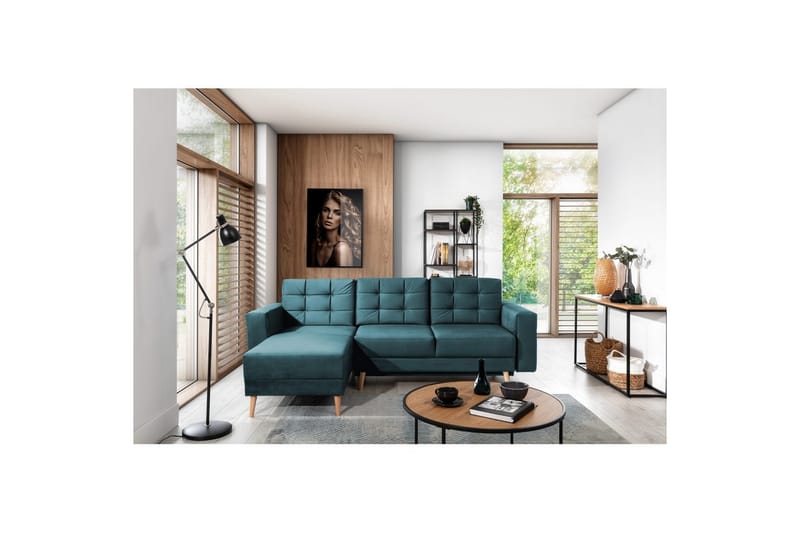 Seksjon Eltap Asgard L 248x93x162 cm - Monolith 76, Blå - Møbler - Sofaer - Sofaer med sjeselong - 3 seters sofa med divan