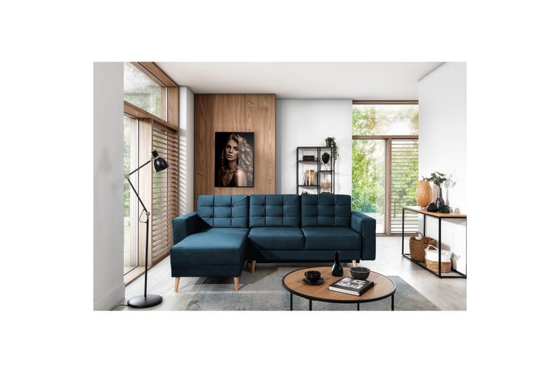 Seksjon Eltap Asgard L 248x93x162 cm - Monolith 77, Blå - Møbler - Sofaer - Sofaer med sjeselong - 3 seters sofa med divan