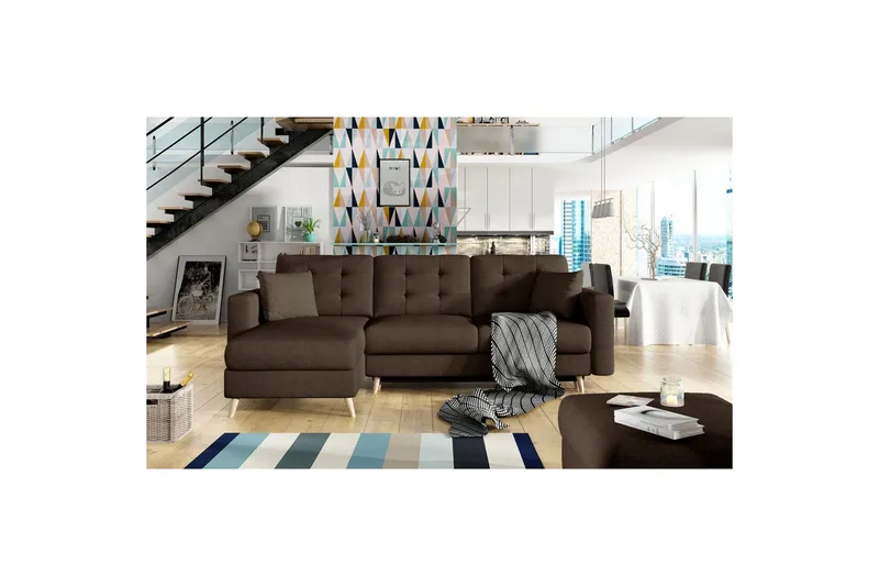 Seksjon Eltap Asgard L 248x93x162 cm - Sawana 16, Brun - Møbler - Sofaer - Sofaer med sjeselong - 3 seters sofa med divan