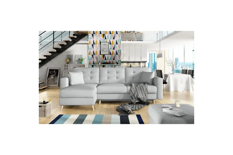 Seksjon Eltap Asgard L 248x93x162 cm - Solid 09, Beige - Møbler - Sofaer - Sofaer med sjeselong - 3 seters sofa med divan