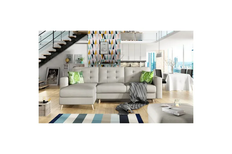 Seksjon Eltap Asgard L 248x93x162 cm, Trekk 02, Jungle 32, Lys Grå, Mønster