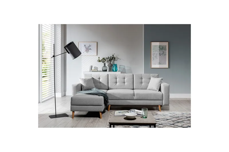 Seksjon Eltap Asgard L 248x93x162 cm - Trekk 83, Grå - Møbler - Sofaer - Sofaer med sjeselong - 3 seters sofa med divan