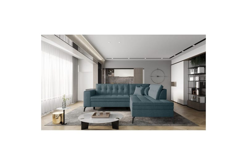 Seksjon Eltap Lanvin 260x210x93 cm - Borneo 38, Grønn, Høyre - Møbler - Sofaer - Sofaer med sjeselong - 4 seters sofa med divan