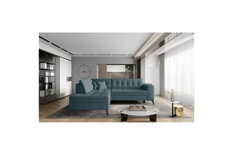 Seksjon Eltap Lanvin 260x210x93 cm - Borneo 38, Grønn, Venstre - Møbler - Sofaer - Sofaer med sjeselong - 4 seters sofa med divan
