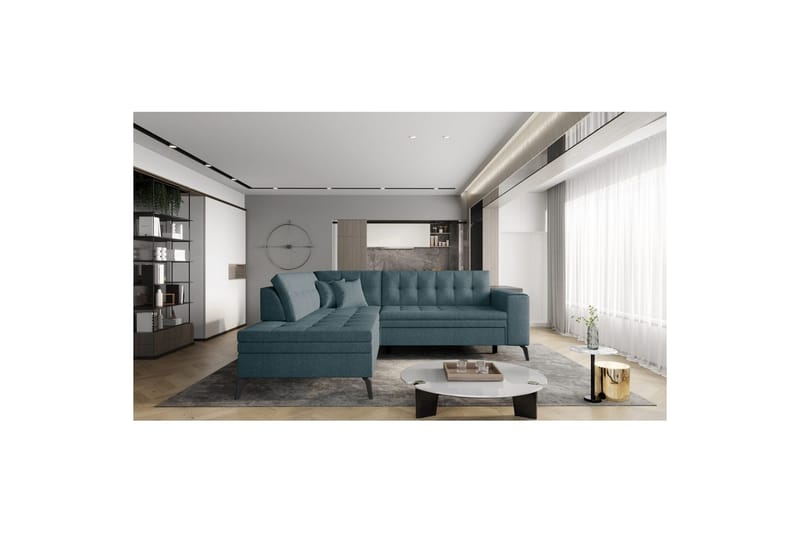 Seksjon Eltap Lanvin 260x210x93 cm - Borneo 38, Grønn, Venstre - Møbler - Sofaer - Sofaer med sjeselong - 4 seters sofa med divan