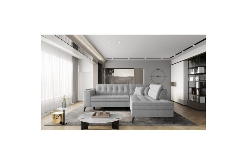 Seksjon Eltap Lanvin 260x210x93 cm - Borneo 4, Grå, Høyre - Møbler - Sofaer - Sofaer med sjeselong - 4 seters sofa med divan