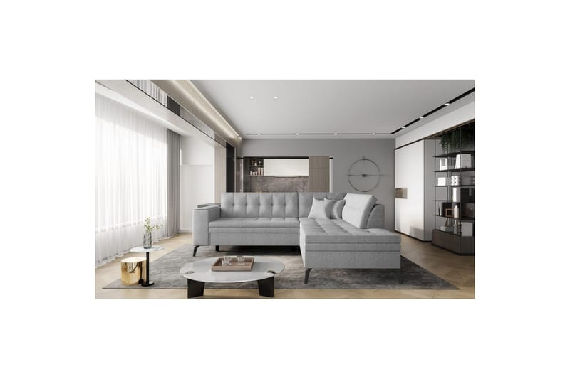 Seksjon Eltap Lanvin 260x210x93 cm - Borneo 4, Grå, Høyre - Møbler - Sofaer - Sofaer med sjeselong - 4 seters sofa med divan