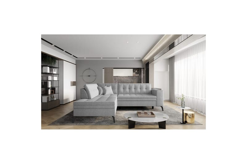 Seksjon Eltap Lanvin 260x210x93 cm - Borneo 4, Grå, Venstre - Møbler - Sofaer - Sofaer med sjeselong - 4 seters sofa med divan
