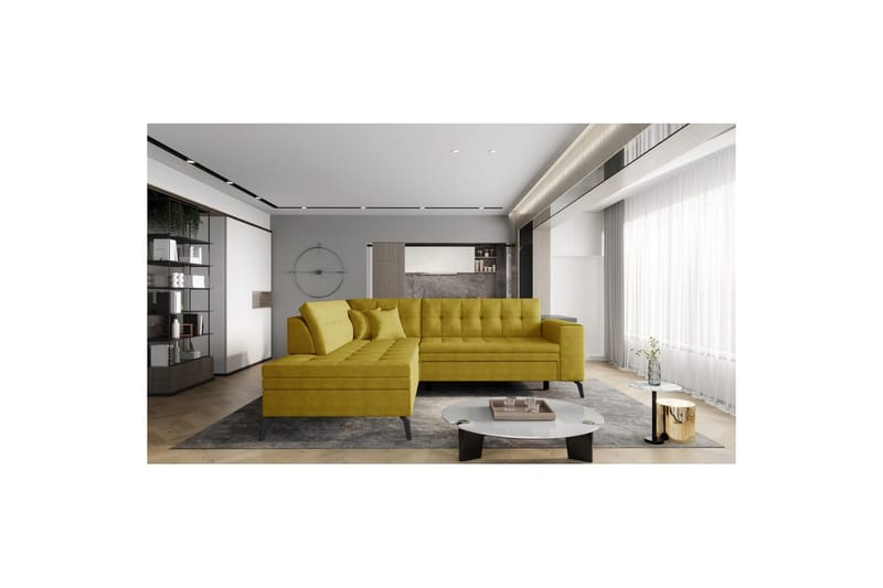 Seksjon Eltap Lanvin 260x210x93 cm - Gojo 45, Gul, Venstre - Møbler - Sofaer - Sofaer med sjeselong - 4 seters sofa med divan