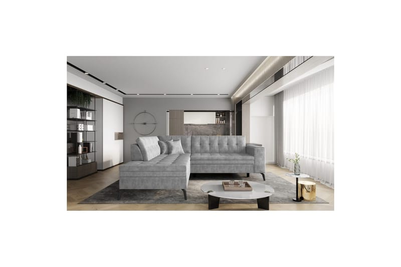 Seksjon Eltap Lanvin 260x210x93 cm - Leve 4, Grå, Venstre - Møbler - Sofaer - Sofaer med sjeselong - 4 seters sofa med divan
