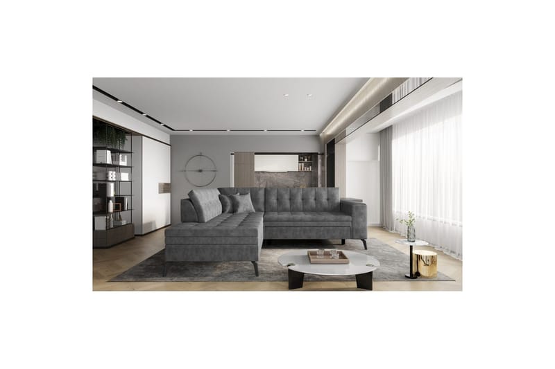 Seksjon Eltap Lanvin 260x210x93 cm - Leve 6, Mørk grå, Venstre - Møbler - Sofaer - Sofaer med sjeselong - 4 seters sofa med divan