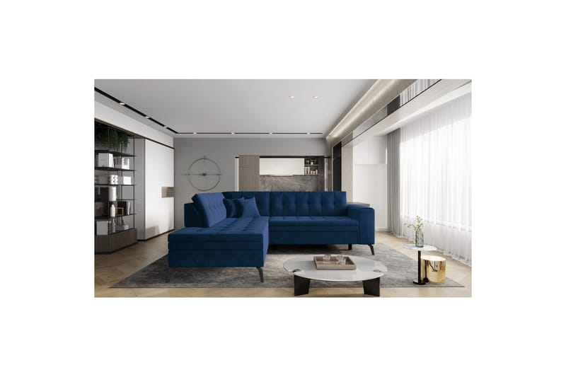 Seksjon Eltap Lanvin 260x210x93 cm - Lukso 40, Mørk blå, Venstre - Møbler - Sofaer - Sofaer med sjeselong - 4 seters sofa med divan