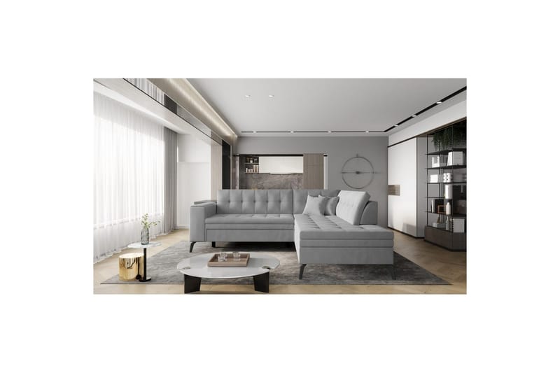 Seksjon Eltap Lanvin 260x210x93 cm - Nube 3, Lys Grå, Høyre - Møbler - Sofaer - Sofaer med sjeselong - 4 seters sofa med divan