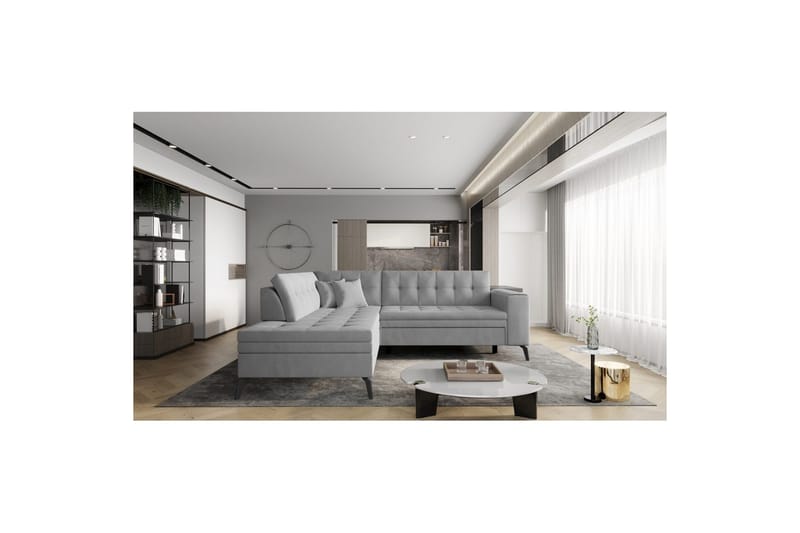 Seksjon Eltap Lanvin 260x210x93 cm - Nube 3, Lys Grå, Venstre - Møbler - Sofaer - Sofaer med sjeselong - 4 seters sofa med divan