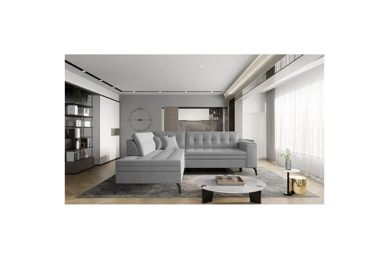 Seksjon Eltap Lanvin 260x210x93 cm - Nube 3, Lys Grå, Venstre - Møbler - Sofaer - Sofaer med sjeselong - 4 seters sofa med divan