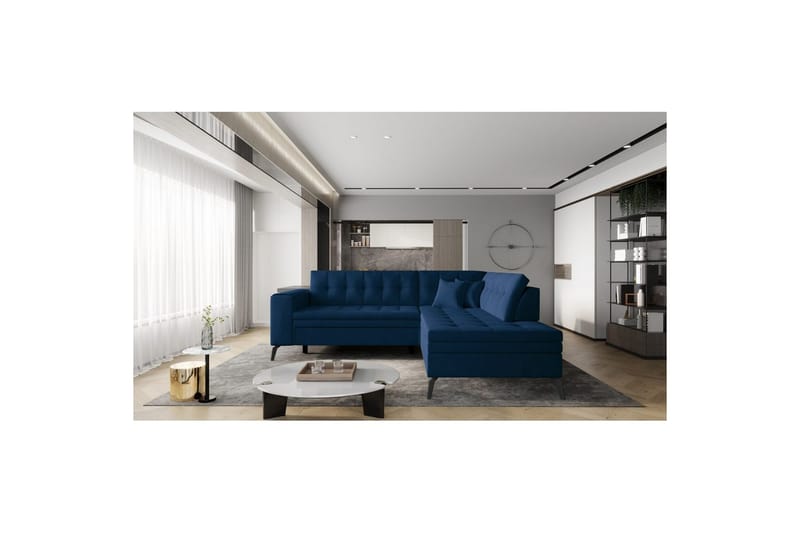 Seksjon Eltap Lanvin 260x210x93 cm - Nube 40, Blå, Høyre - Møbler - Sofaer - Sofaer med sjeselong - 4 seters sofa med divan