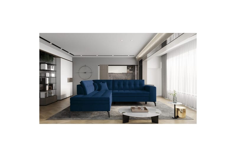 Seksjon Eltap Lanvin 260x210x93 cm - Nube 40, Blå, Venstre - Møbler - Sofaer - Sofaer med sjeselong - 4 seters sofa med divan