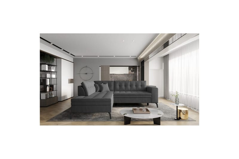 Seksjon Eltap Lanvin 260x210x93 cm - Nube 6, Mørkegrå, Venstre - Møbler - Sofaer - Sofaer med sjeselong - 4 seters sofa med divan