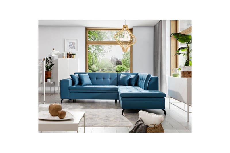 Seksjon Eltap Lanvin 260x210x93 cm - Savoi 38, Blå, Høyre - Møbler - Sofaer - Sofaer med sjeselong - 4 seters sofa med divan