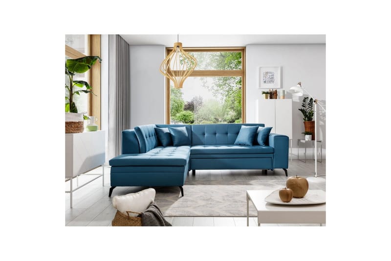 Seksjon Eltap Lanvin 260x210x93 cm - Savoi 38, Blå, Venstre - Møbler - Sofaer - Sofaer med sjeselong - 4 seters sofa med divan