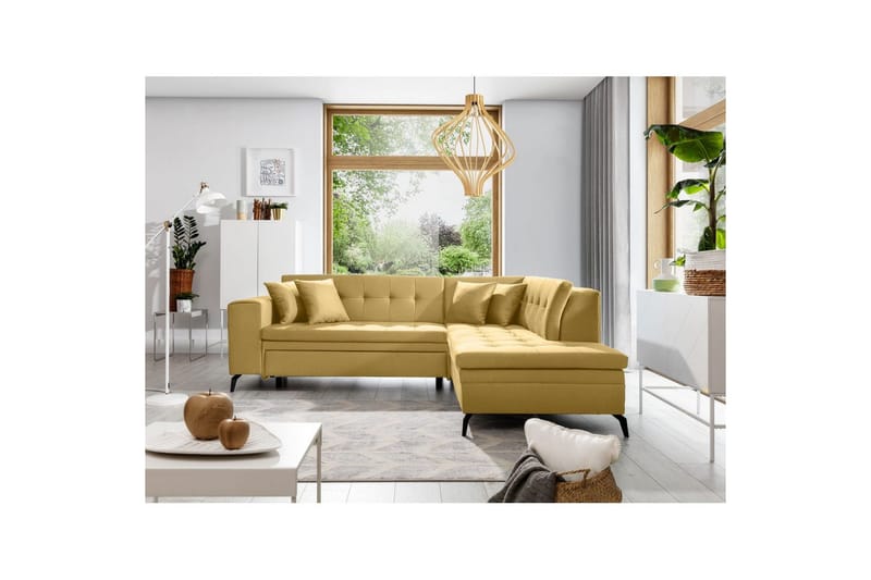 Seksjon Eltap Lanvin 260x210x93 cm - Savoi 45, Gul, Høyre - Møbler - Sofaer - Sofaer med sjeselong - 4 seters sofa med divan