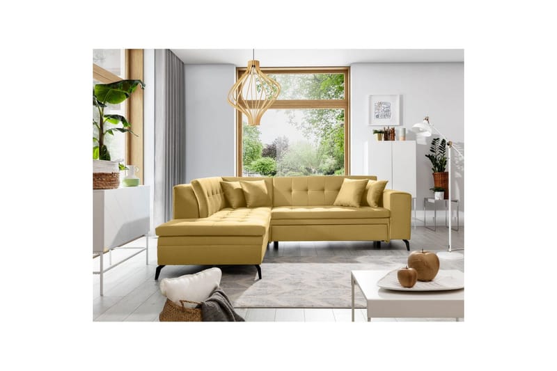 Seksjon Eltap Lanvin 260x210x93 cm - Savoi 45, Gul, Venstre - Møbler - Sofaer - Sofaer med sjeselong - 4 seters sofa med divan
